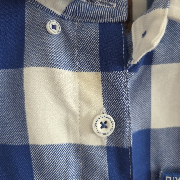 Dixxon Womens The Trestles Flannel Long Sleeve Shirt Blue White Plaid Size Small - Picture 5 of 11